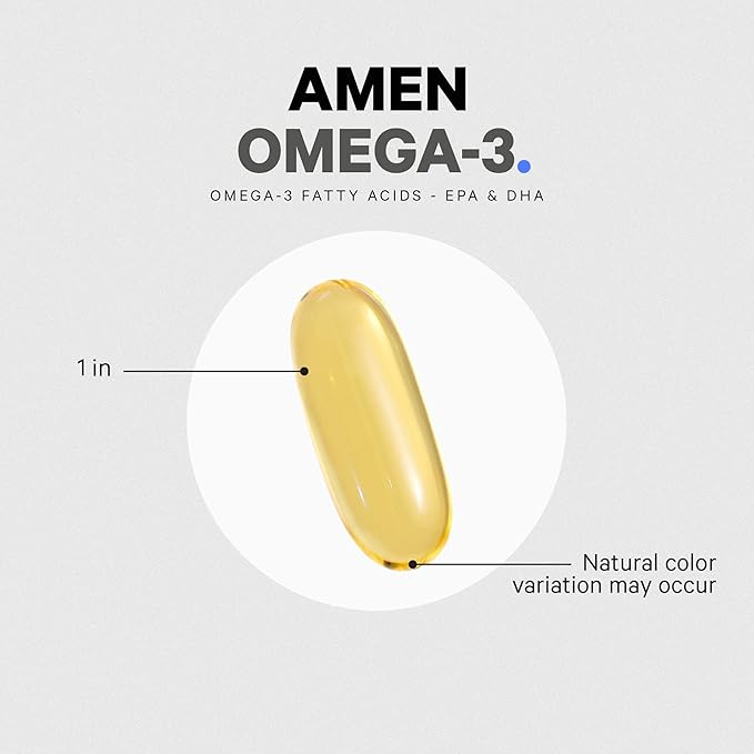 Amen Omega-3 Supplement - 1500mg High-Potency Daily Omega 3 - EPA and DHA Fatty Acids Fish Oil - 45-Day Supply - Fatty Acid Supplements - Fish Oil Pills - Non-GMO - 90 Soft Gels Capsules
