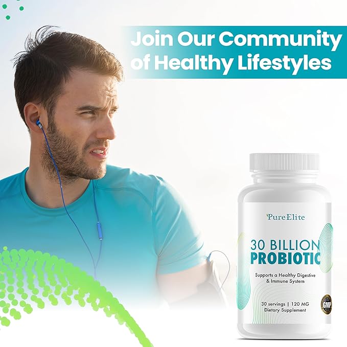 Gut Probiotic 30 Billion CFU with DE111® & 10 Strains - High Potency Probiotic Supplement for Digestive Health, Immune System Support, Enhanced Nutrient Absorption - Non-GMO, 30 Vegetarian Capsules