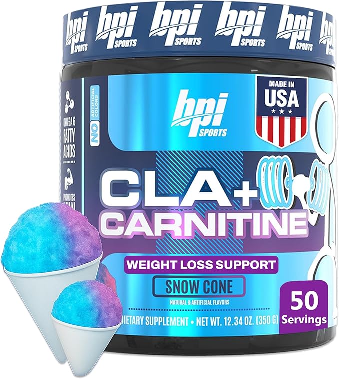 BPI Sports CLA + Carnitine – Conjugated Linoleic Acid – Performance, Lean Muscle – Caffeine Free – For Men & Women – Snow Cone – 50 servings – 12.34 oz.