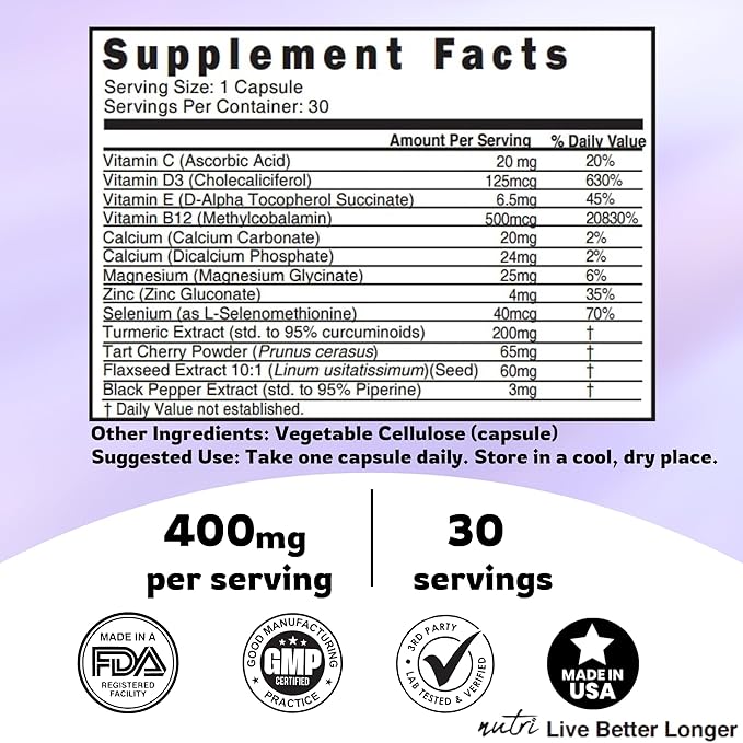 Nature's Fusions LupuEase Lupus Relief Products Multivitamin Supplements - Vitamin C, D3, E, B12, Turmeric Curcumin Extract (std. 95% curcuminoids) - Omega 3 Fatty Acids - 30 Day Supply - 400mg