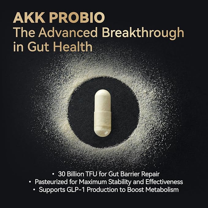 Akkermansia Probiotic, GLP-1 Supplement for Gut Health & Digestion, DigeSEB Digestive Enzymes & Vitamin B Complex - 30 Billion TFU, Third-Party Tested, 5 Capsules