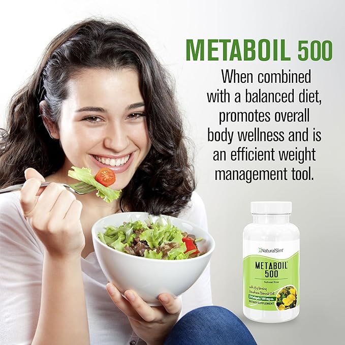NaturalSlim Evening Primrose Oil for Women 1500mg from Cold Pressed Oil - Metaboil 500 GLA Supplement Gamma Linolenic Acid for Women’s Health, Metabolism, Heart & Skin Health - 270 Softgels
