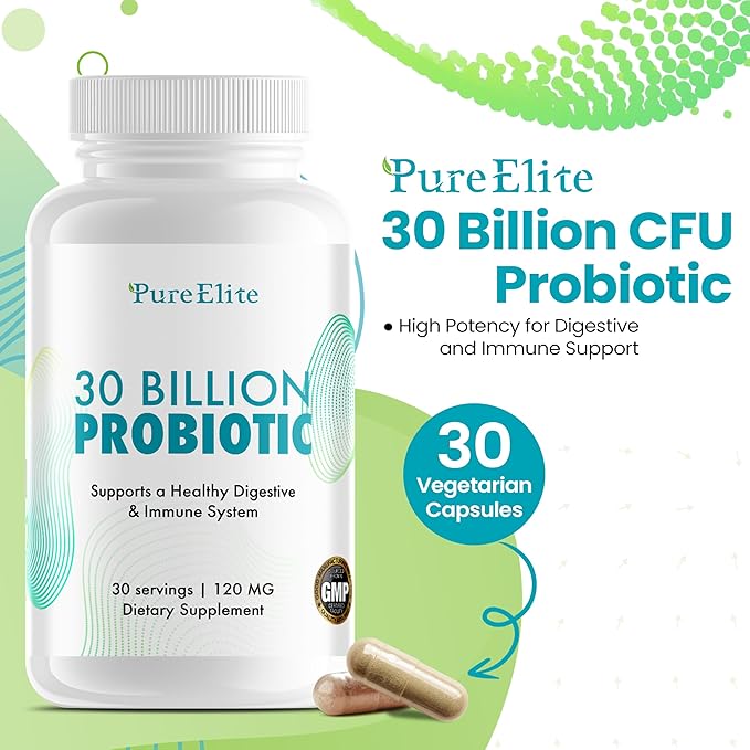 Gut Probiotic 30 Billion CFU with DE111® & 10 Strains - High Potency Probiotic Supplement for Digestive Health, Immune System Support, Enhanced Nutrient Absorption - Non-GMO, 30 Vegetarian Capsules