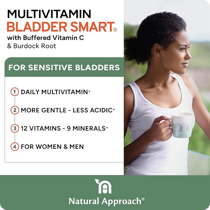 | Lower-Acid Multivitamin for Sensitive Bladders | 12 Vitamins & 10 Minerals | Buffered Vitamin C & Burdock Root | USA Manufactured | 60 Capsules