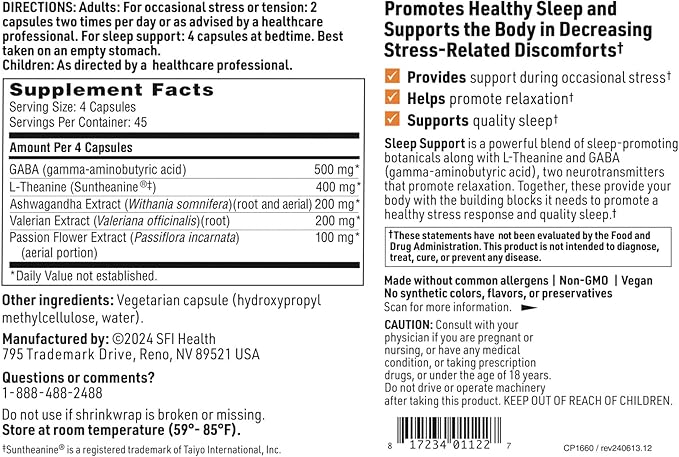 Klaire Labs Stress Support Complex - Adaptogenic Blend with GABA, L-theanine & Valerian, No Dairy or Wheat (180 Capsules)
