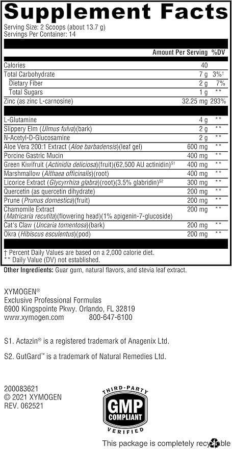 XYMOGEN GI Balance Powder - Soothing GI Tract Support with Marshmallow Root, Licorice, Quercetin, Zinc L-Carnosine, Aloe, Gastric Mucin - Supports Gut Health + Healthy Bowel Function - Chai (6.77 oz)