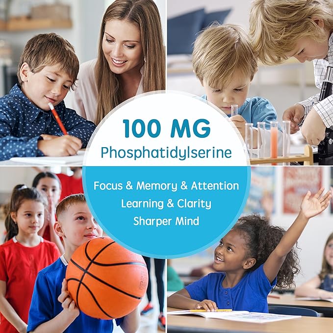 Sugar Free Phosphatidylserine Gummies for Kids 2 Pack + Vegan Omega-3 Gummies 1000mg 1 Pack