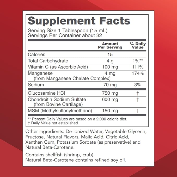 PROTOCOL FOR LIFE BALANCE Liquid Glucosamine & Chondroitin with MSM - Joint Support - Chondroitin MSM Supplement - Egg Free & Dairy Free - 16 fl oz