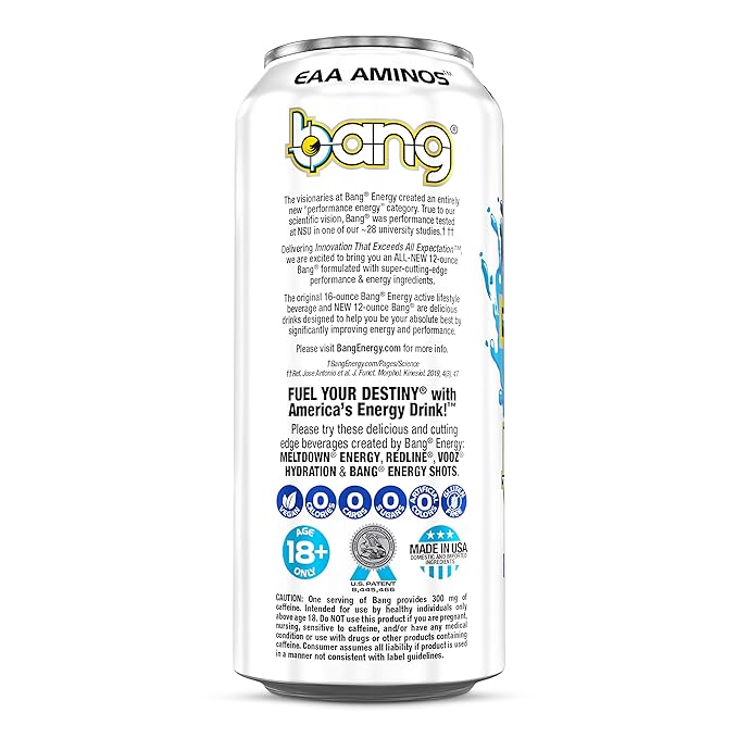 Bang Energy Blue Razz, Sugar-Free Energy Drink, 16-Ounce (Pack of 12)