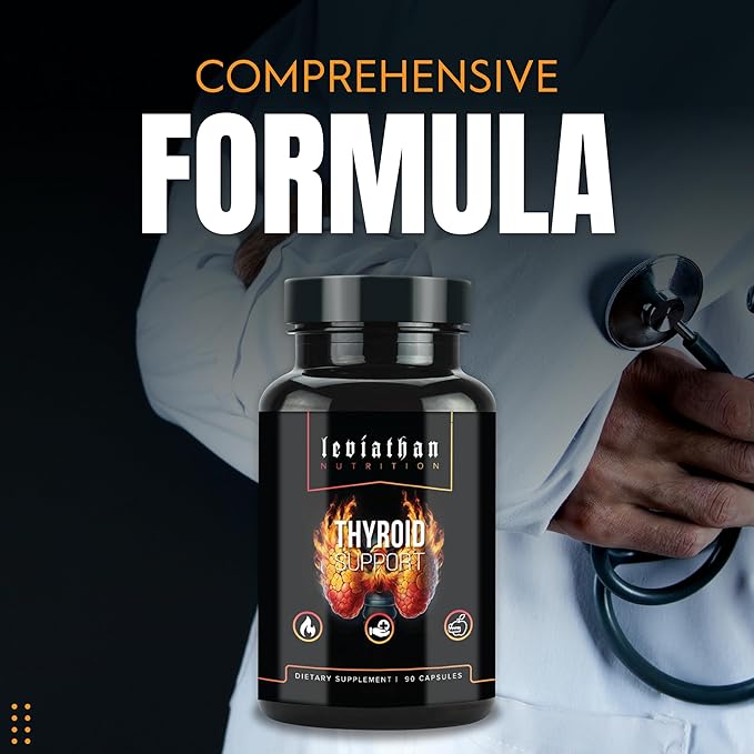 Leviathan Thyroid Support | Energy & Thyroid Health & Iodine Supplement, Selenium, Zinc, Manganese, Copper, L Tyrosine, Guggul Support for Women & Men