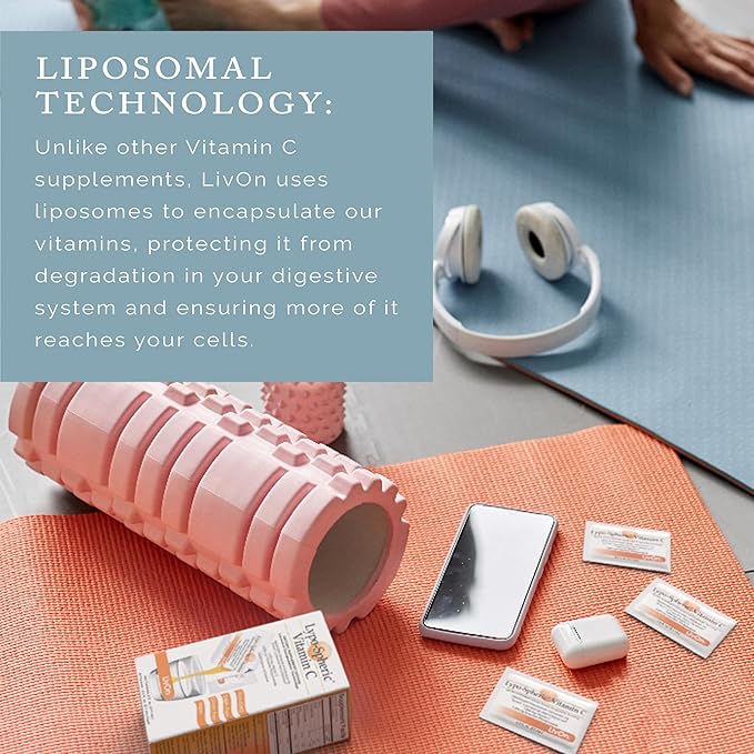 LivOn Laboratories Lypo–Spheric Vitamin C – 1,000 mg Vitamin C & 1,000 mg Essential Phospholipids Per Packet – Liposome Encapsulated for Improved Absorption – Non–GMO(2 Cartons,60 Packets)