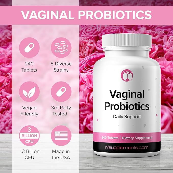 Vaginal Probiotics Supplement 240 Tablets 3 Billion CFU Made in The USA (240, Vaginal Probiotics)