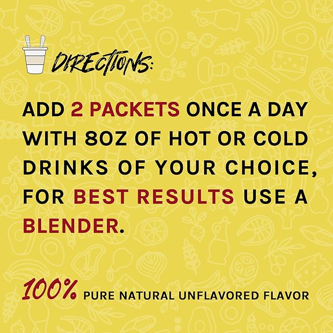Zammex Bone Broth Packets-20g Collagen Protein-Beef Bone Broth Powder to Go-30 Travel Stick Packets-Supports Skin Nails Joints, Gut Health | Gluten-Free |Keto & Paleo Friendly (15 Servings)