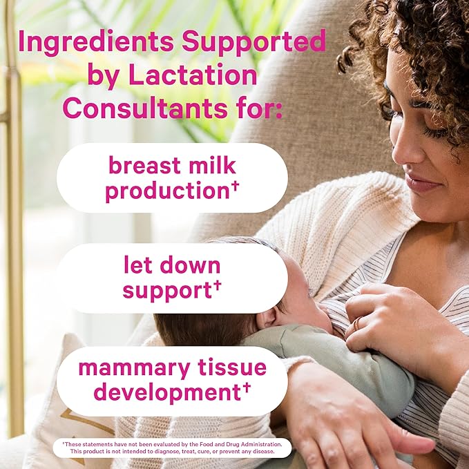 Pink Stork Total Lactation Supplement for Breast Milk Supply, Organic Fenugreek and Alfalfa to Support Breastfeeding, Milk Flow, and Production, Postpartum Essentials - 60 Capsules