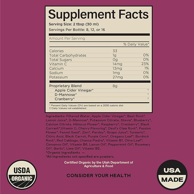 Complete Natural Products Urinary Tract Complete 16oz - Liquid Supplement for Urinary Tract Health with Organic Cranberry, D-Mannose, Beet Root, Fennel Seed, and Turmeric