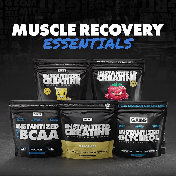 Gains in Bulk L-Glutamine, Gluten Free Glutamine Powder for Muscle Recovery and Growth, Post Workout Support, Amino Acid Supplement, Promotes Protein Synthesis, Non GMO, Unflavored, 90 Servings