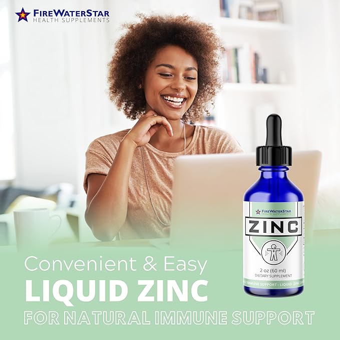 FWS Zinc Supplements - Liquid Zinc Drops for Men, Women, Kids - Organic, Non-GMO, Vegan - Supports Immune Health, Skin, and Overall Wellness - 2 oz