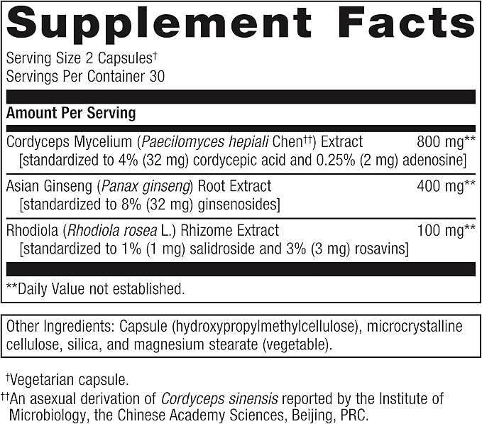 Metagenics Adreset - Adaptogen Supplement - Fatigue Relief* - with Asian Ginseng & Cordyceps - Non-GMO & Gluten-Free - 60 Capsules