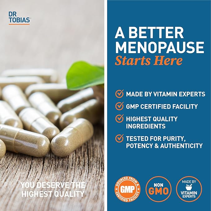 Dr. Tobias Omega 3 Fish Oil & Menopause Relief Supplements Support Heart, Brain, Immune, Hot Flash Relief & Night Sweats for Women, Non-GMO, 60 Capsules