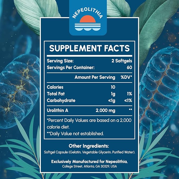 Urolithin A 2000mg, Gluten Free, 120 Softgels
