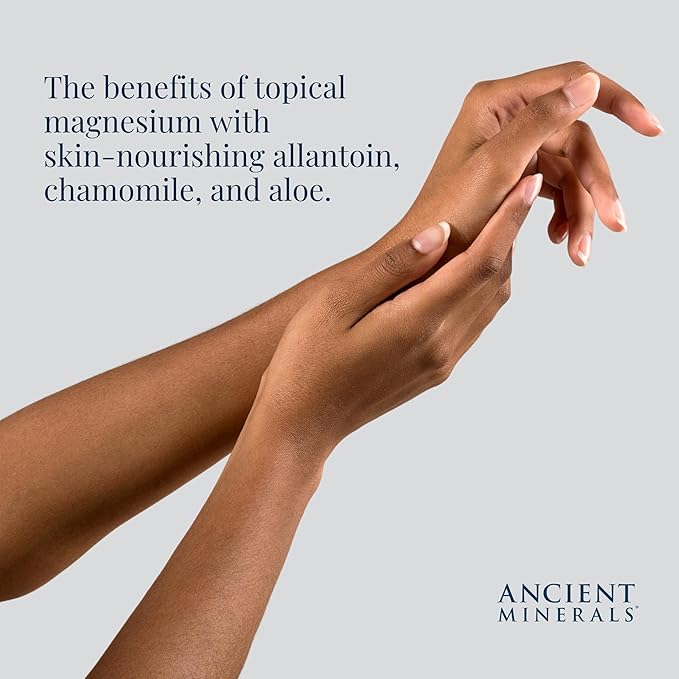 Ancient Minerals Magnesium Oil Spray Sensitive All-New Sensitive Formula with Allantoin, Organic Chamomile, and Organic Aloe Vera (4oz)