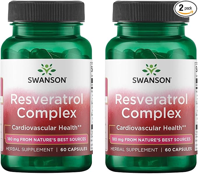 Swanson Resveratrol Complex - Herbal Supplement Promoting Cardiovascular Health & Protection - Natural Formula Promoting Natural Health & Wellness - (60 Capsules) (2 Pack)