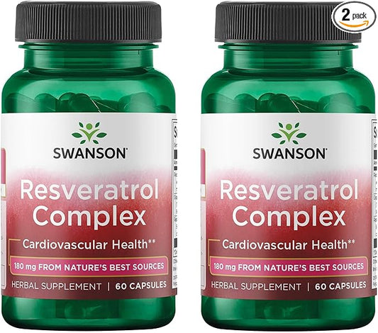 Swanson Resveratrol Complex - Herbal Supplement Promoting Cardiovascular Health & Protection - Natural Formula Promoting Natural Health & Wellness - (60 Capsules) (2 Pack)