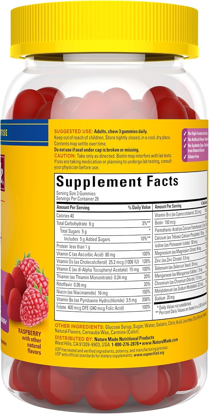 Nature Made Advanced Multivitamin Gummies 50+ for Her with Magnesium Citrate, Calcium and All 8 B Vitamins, Multivitamin for Women, 84 Gummies, 28 Day Supply