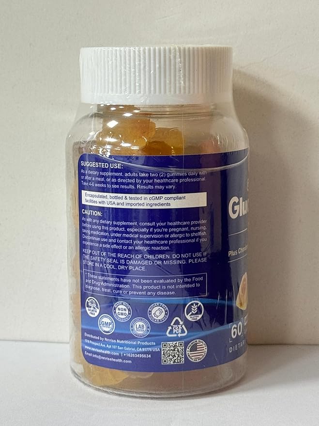 Sugar Free Glucosamine Gummies for Adults 2000MG - Glucosamine Chondroitin MSM Supplement - Plus Turmeric, Boswellia, Hyaluronic Acid & Vitamin D3, Chewable Glucosamine Gummy, 60 Gummies, 30 Servings