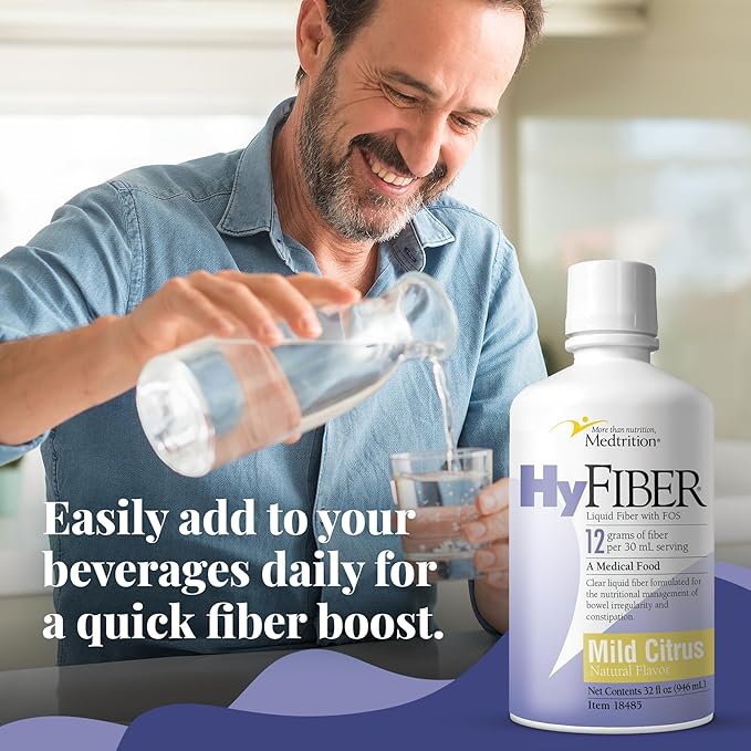 Medtrition HyFiber Daily Liquid Fiber for Regularity and Soft Stools, 12 Grams Soluble Fiber, 32 fl oz 1 Bottle