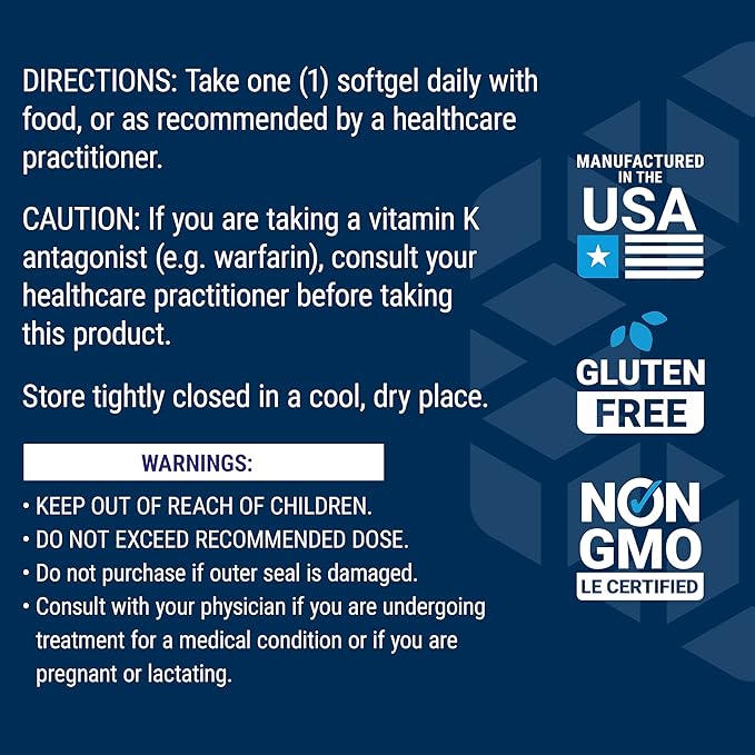 Life Extension Low Dose Vitamin K2 – Supports Arterial Health – Non-GMO, Gluten-Free – 90 Softgels