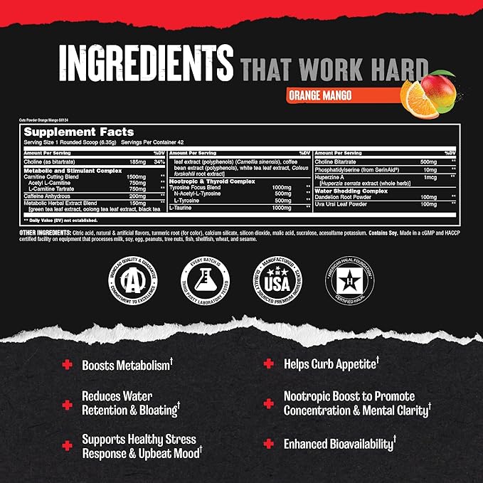 Animal Cuts Thermogenic Fat Burner Powder - Weight Loss for Women and Men for Metabolism, Energy, Focus, and Nootropic Brain Support with Ketones Appetite Suppressant - Blue Ice Pop Flavor