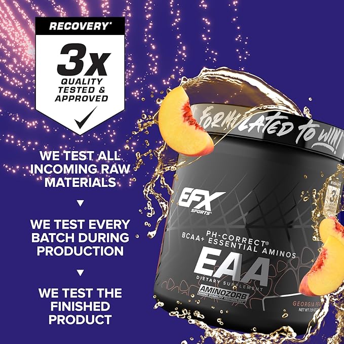 EFX Sports Training Ground EAA | Essential Amino Acids Supplement | Energy & Protein Synthesis | Pre, Intra, or Post Workout | 40 Servings (Georgia Peach)