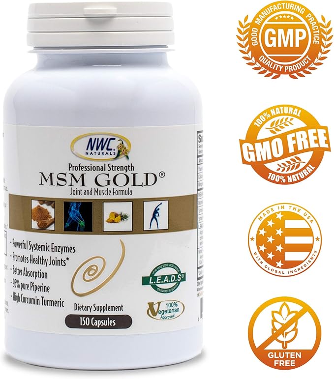 NWC Naturals MSM Gold Systemic Enzyme Supplement - 150 Cap - 2 Pack