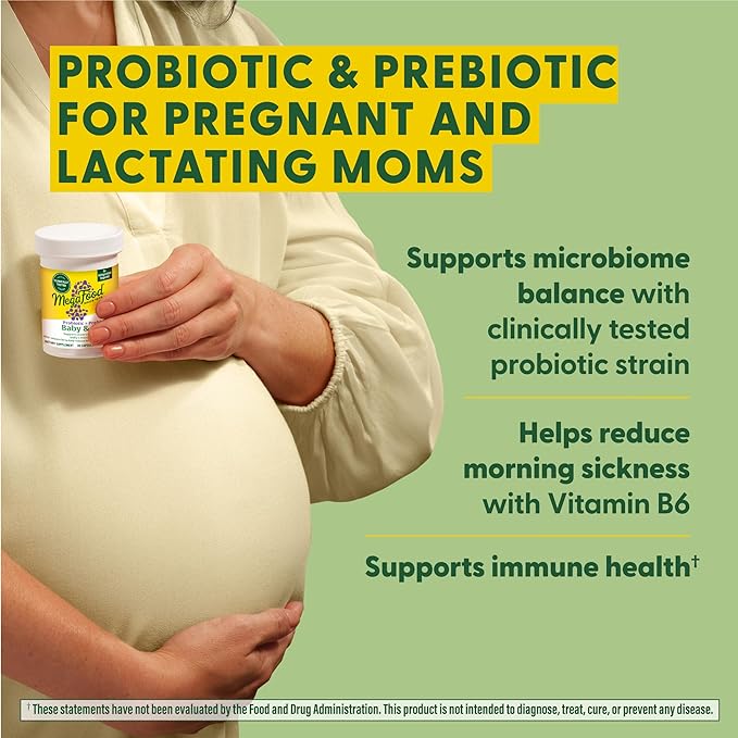 MegaFood Baby & Me 2 Prenatal Probiotic, Vegetarian Pregnancy Prebiotics and Probiotics for Women, Digestive Health & Immune Support with Vitamin B6 for Morning Sickness Relief, 30 Capsules