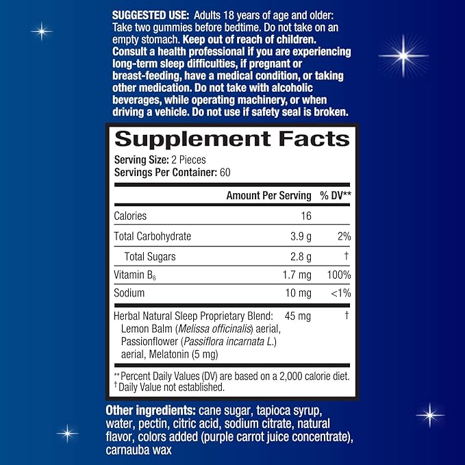 Unisom Simple Slumbers Drug-Free Sleep Aid Gummies, Melatonin 5mg, Sleep Support for Adults, Midnight Raspberry Flavor, 120 Count
