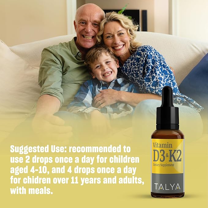 Vitamin D3 & K2 | Liquid Vitamin D3 with K2 Drops | 1000 IU | Immune Support - Helps Support Strong Bones & Healthy Heart | Non-GMO | Vegan | 60 Servings, 0.34 fl.oz
