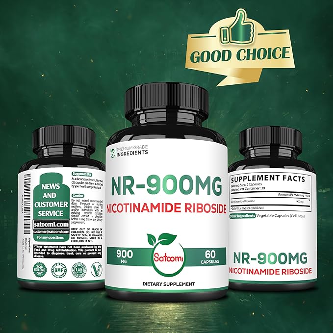 Satoomi NAD+ Supplement with Liposomal Nicotinamide Riboside - Cellular Energy & Repair, Vitality, Healthy Aging - 60 Capsules for 30 Days