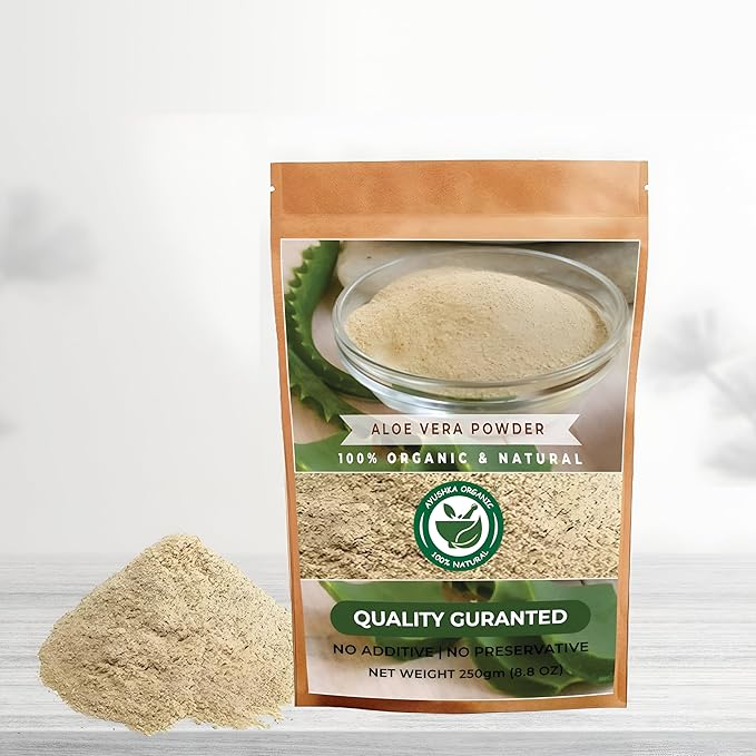 Aloe Vera Powder | Aloe barbadensis | Hair Care, Skin Care, and Natural Remedies - 100% Pure, Chemical-Free, No Additives, (250Gm)