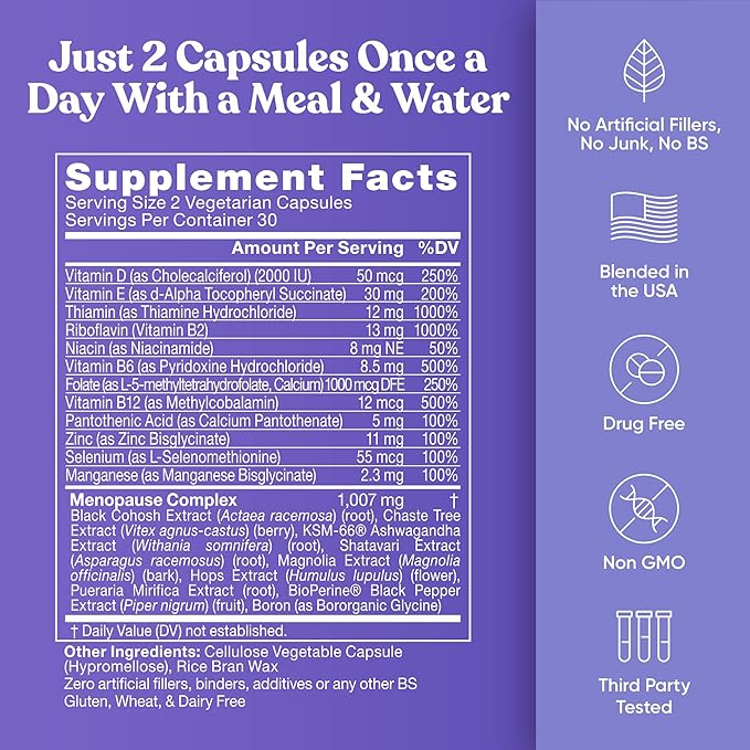 Eu Natural Staying Cool Menopause Supplements for Women – Hormonal Hot Flash Relief, Weight Support, & Night Sweats – Vitex Chaste Tree & Black Cohosh – 60 Vegetarian Soft Capsules