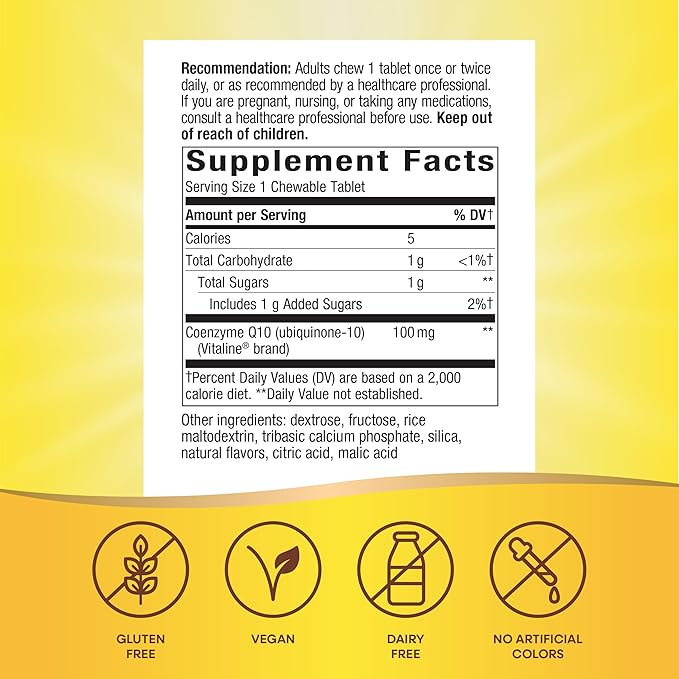 Nature's Way Nature's Way SMART Q10 CoQ10, Supports Heart and Brain Health*, Tropical Fruit Flavored, 30 Chewables