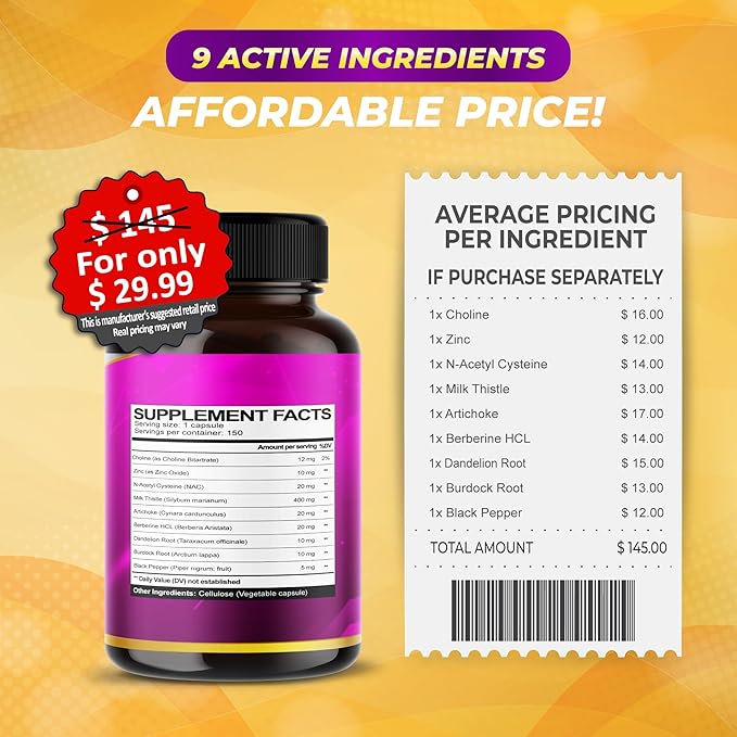 VEGATOT Organic Milk Thistle Complex 9 in 1 Formula - with Milk Thistle Artichoke NAC Zinc Dandelion Berberine Burdock Black Pepper (150 Count (Pack of 1))
