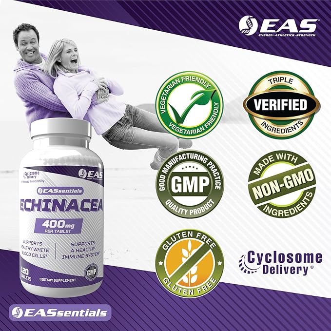 Experimental and Applied Sciences Echinacea 400mg | Tri Blend Formulation | Immune & Respiratory Support | Gluten Free, Non GMO | Better Absorption with Cyclosome Delivery | 120 Tablets