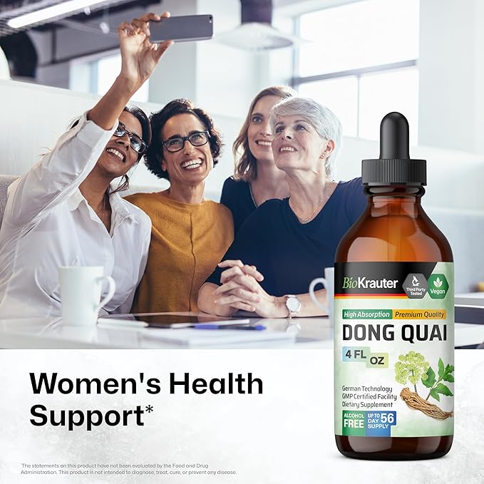 BIO KRAUTER Dong Quai Tincture - Angelica Root Liquid Extract - Women’s Health Support - Alcohol and Sugar Free Angelica Tincture - Vegan Dong Quai Drops 4 Fl.Oz.