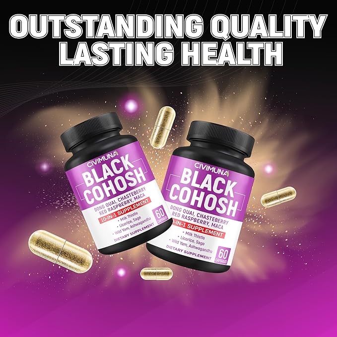 Black Cohosh Capsules with Black Cohosh, Dong Quai, Chasteberry and More - 120 Capsules for 4 Months Supply (Pack of 2)