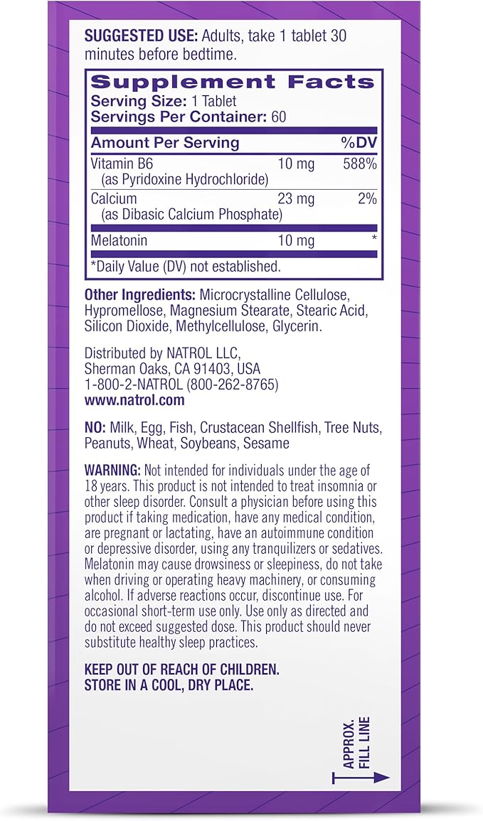 Natrol Sleep Advanced Melatonin Time Release Tablets, Nighttime Sleep Aid, 10mg, 60 Count (Pack of 2)