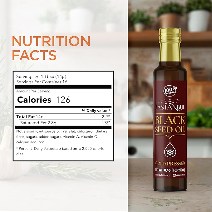Eastanbul Cold Pressed Black Seed Oil, 8.45 Fl Oz, Premium Black Seed Oil Liquid, 100% Turkish Pure Blackseed, AKA Aceite De Semilla Negra, Kalonji, Nigella, Natural, Vegan