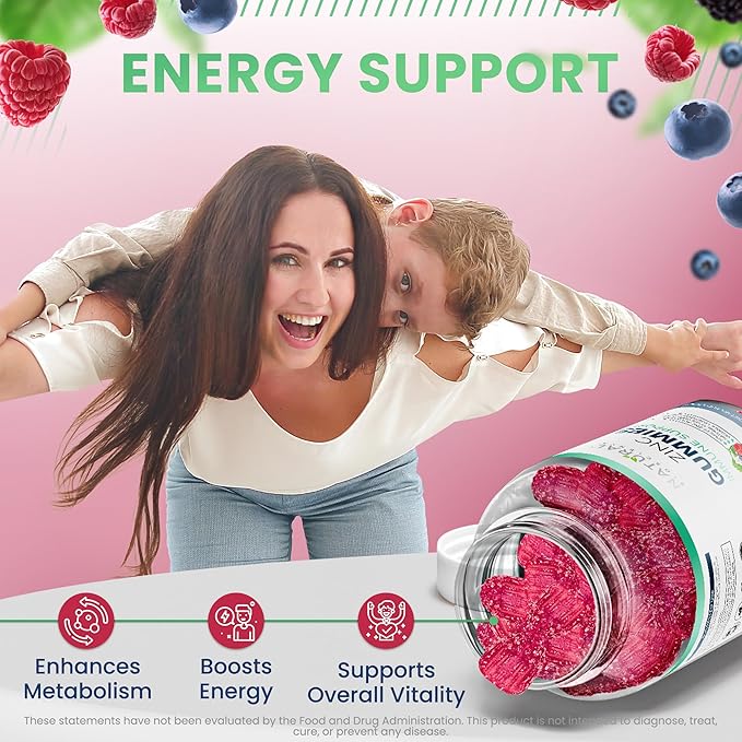 Zinc Gummies 50mg - High Potency Immune Support, Skin Health, Antioxidant, Daily Zinc Supplement for Adults, Vegan, Gluten-Free, Non-GMO, Chewable Zinc Citrate Gummies, 60 Gummies