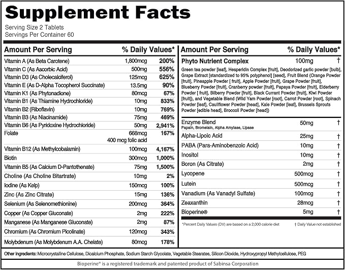 EVL Advanced Daily Multivitamin - Men's Multivitamin with Essential Minerals Phytonutrient Complex and VitaMode Active Mens Vitamins for Energy with Lycopene for Muscle Bone and Immune Support