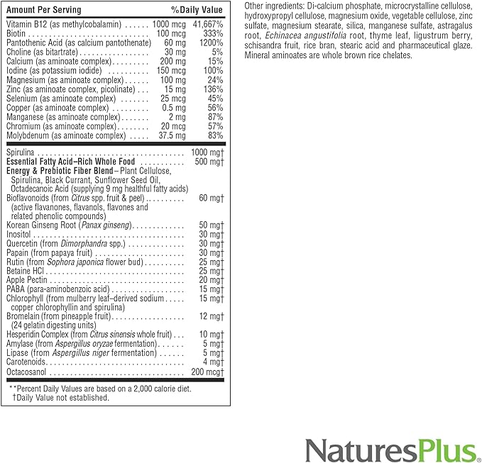 Natures Plus Source of Life No Iron - 180 Mini-Tabs, Pack of 2 - Multi-Vitamin & Mineral Supplement - Supports Natural Energy & Overall Well-Being - Gluten Free, Vegetarian - 60 Total Servings
